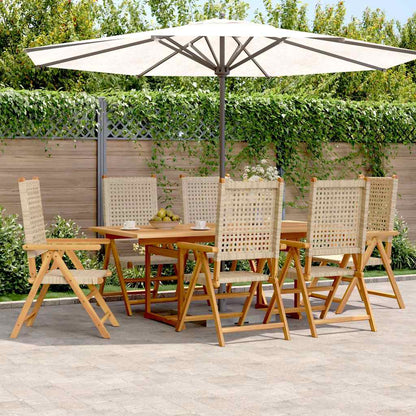vidaXL Garden Dining Set | Beige | Solid Acacia wood, PE rattan | Medium