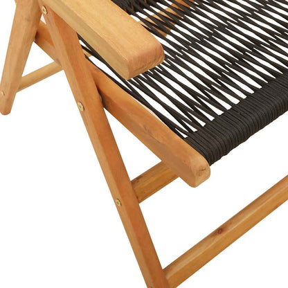 vidaXL 7 Piece Garden Dining Set Black Polypropylene and Solid Wood