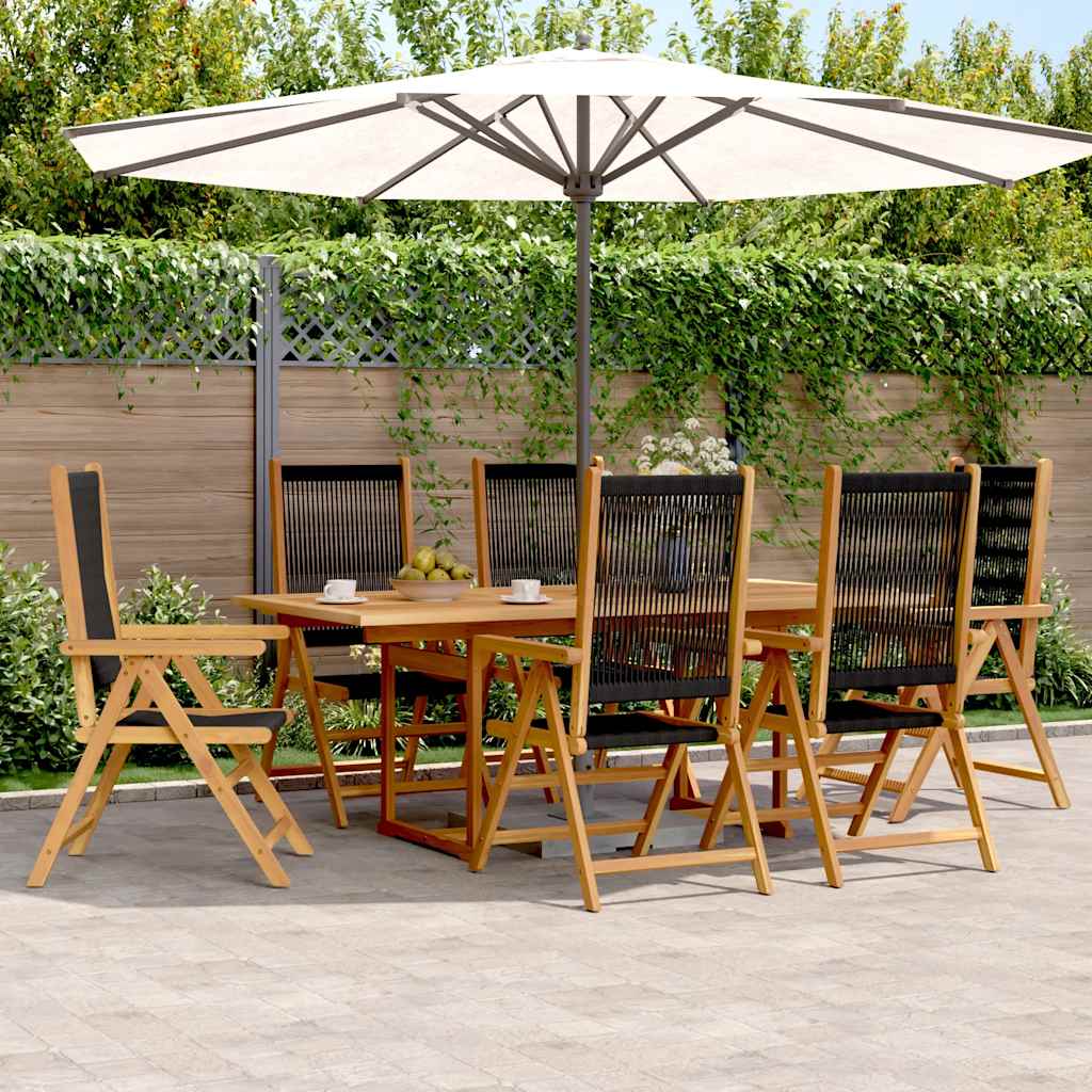 vidaXL Garden Dining Set | Black | Solid acacia wood, Polypropylene | Large