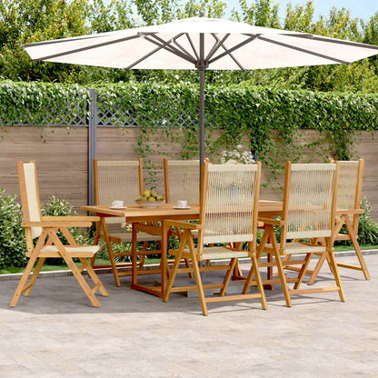 vidaXL Garden Dining Set | Beige | PE Rattan | Medium | Expandable Table Leaves
