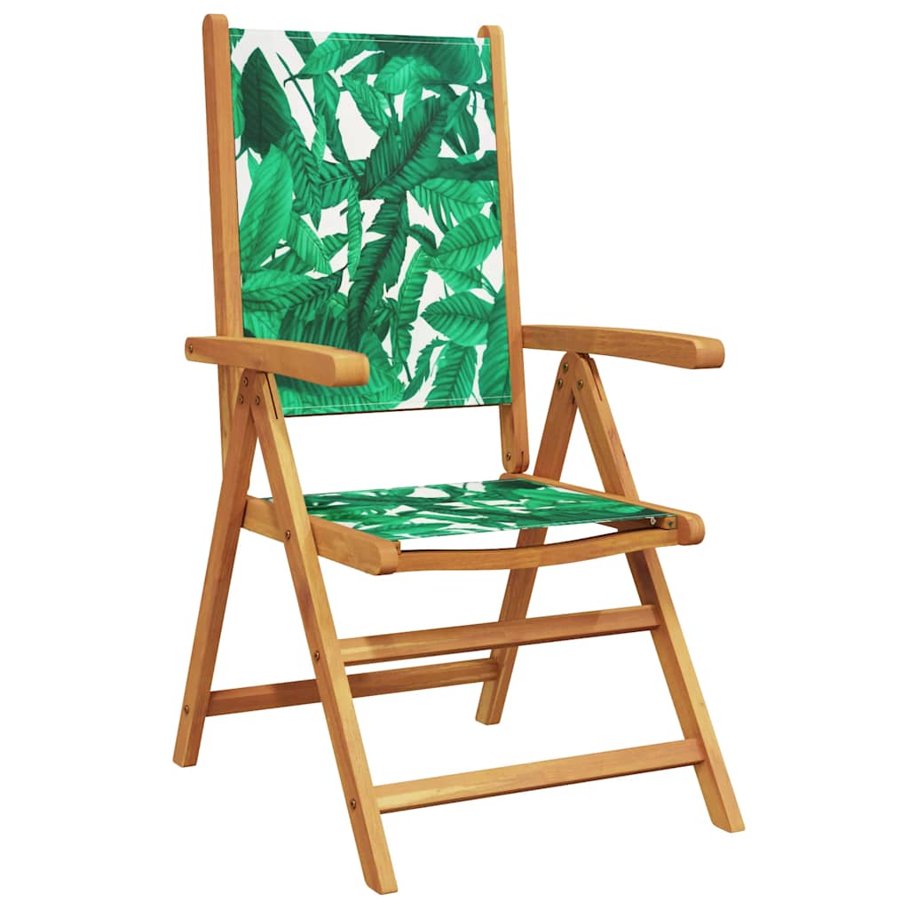 vidaXL 7 Piece Garden Dining Set Leaf Pattern Fabric and Solid Wood