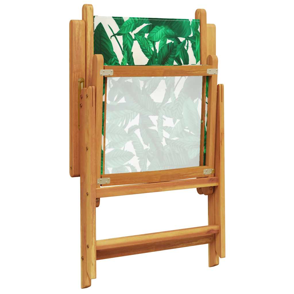 vidaXL 7 Piece Garden Dining Set Leaf Pattern Fabric and Solid Wood