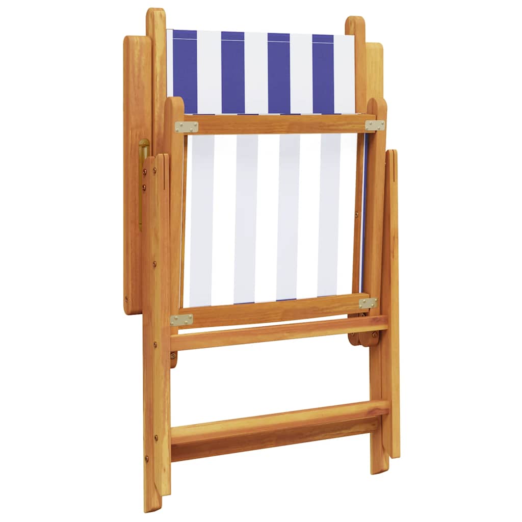 vidaXL 7 Piece Garden Dining Set Blue and White Fabric and Solid Wood