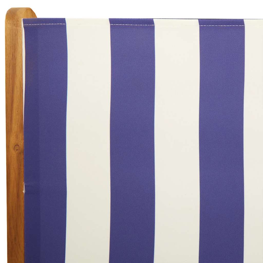 vidaXL 7 Piece Garden Dining Set Blue and White Fabric and Solid Wood