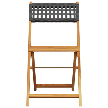 vidaXL Bistro Set | Black | Solid acacia wood and PE rattan | 3-Piece Set