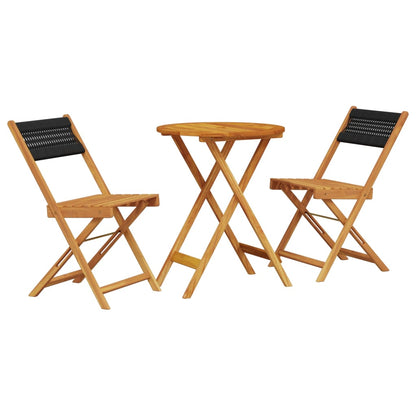 vidaXL Bistro Set | Black | Solid acacia wood, Polypropylene | Compact