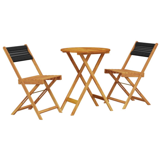 vidaXL Bistro Set | Black | Solid acacia wood, Polypropylene | Compact