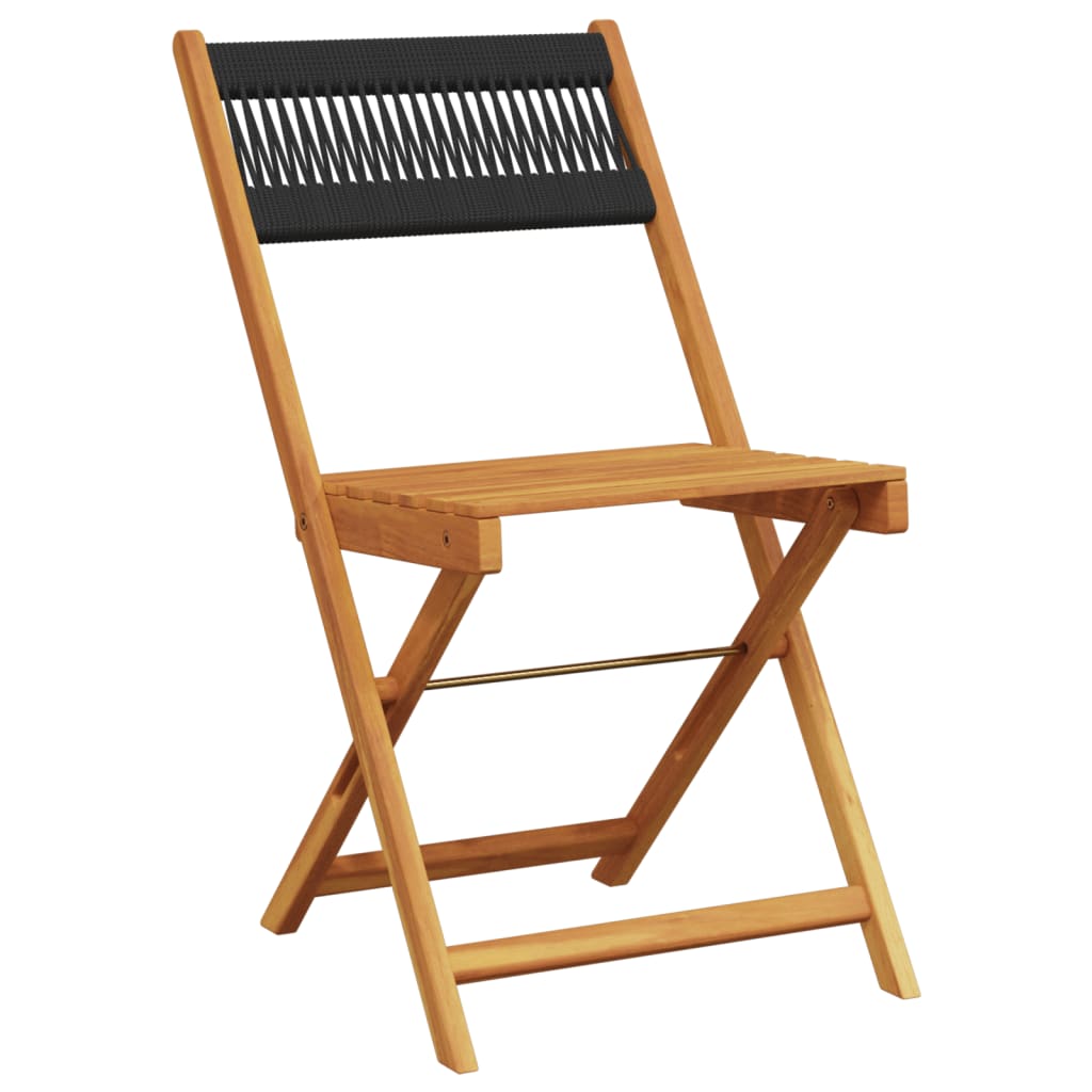 vidaXL Bistro Set | Black | Solid acacia wood, Polypropylene | Compact