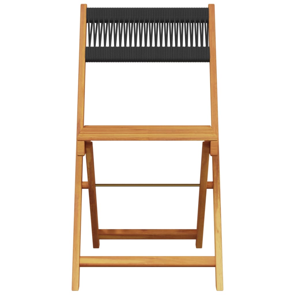 vidaXL Bistro Set | Black | Solid acacia wood, Polypropylene | Compact