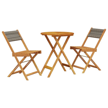 vidaXL Bistro Set | Grey | Solid acacia wood | Compact |  Foldable  | Bistro Set