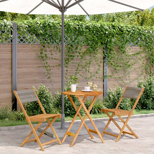 vidaXL Bistro Set | Grey | Solid acacia wood | Compact |  Foldable  | Bistro Set