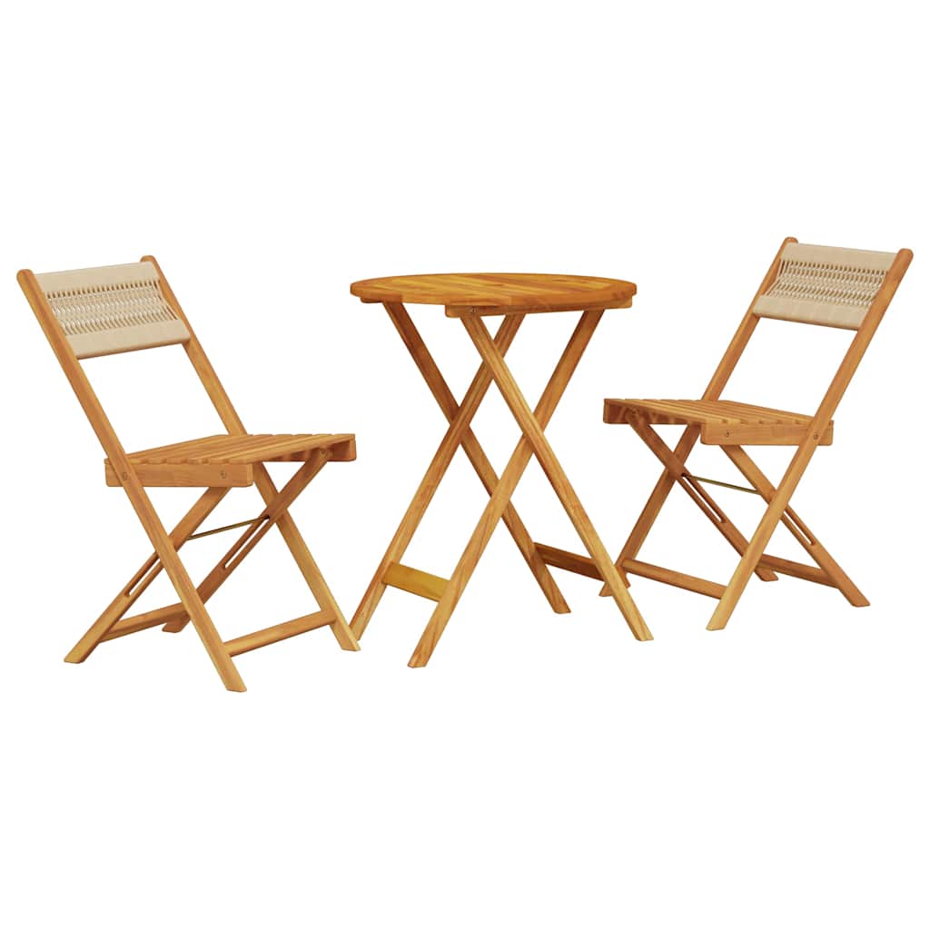 vidaXL Bistro Set | Beige | Solid acacia wood | Medium |  Foldable  | Bistro Set