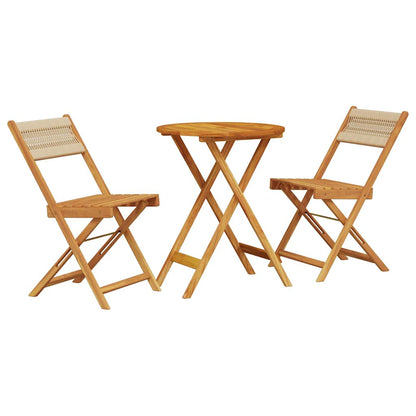 vidaXL Bistro Set | Beige | Solid acacia wood | Medium |  Foldable  | Bistro Set
