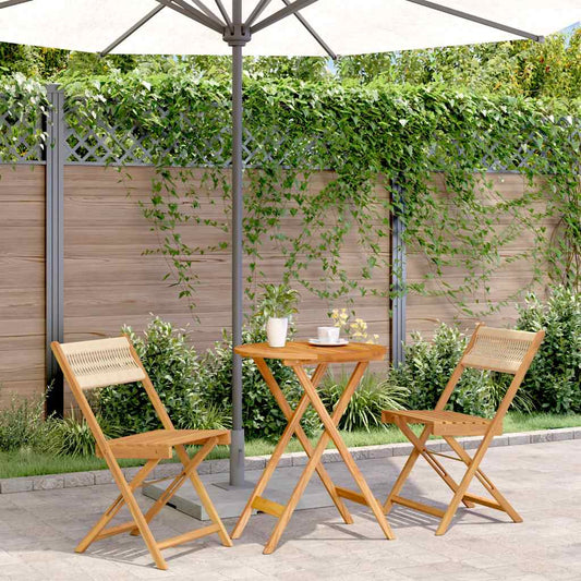 vidaXL Bistro Set | Beige | Solid acacia wood | Medium |  Foldable  | Bistro Set