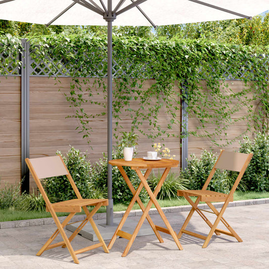 vidaXL Bistro Set | Taupe | Solid acacia wood and polyester | Compact | Foldable