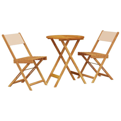 vidaXL Bistro Set | Beige | Solid Acacia wood | Compact | Foldable | Bistro Set