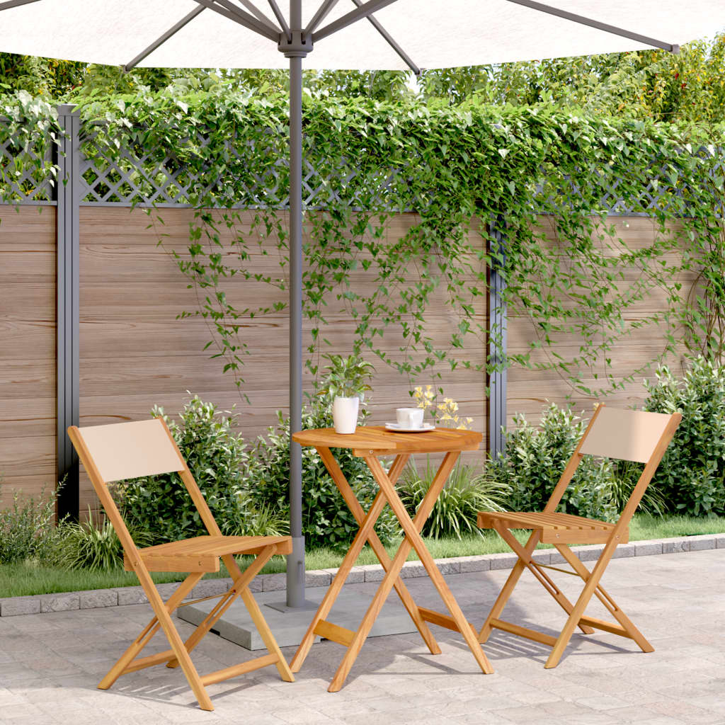 vidaXL Bistro Set | Beige | Solid Acacia wood | Compact | Foldable | Bistro Set