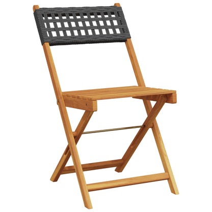 vidaXL Bistro Set | Black | Solid acacia wood, PE rattan | Compact | Foldable