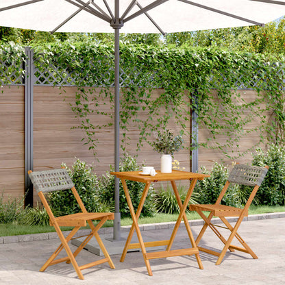 vidaXL Bistro Set | Grey | Solid acacia wood with oil finish, PE rattan | Medium