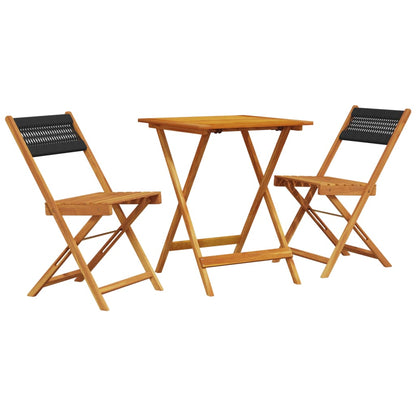 vidaXL Bistro Set | Black | Solid acacia wood, Polypropylene | Medium | Foldable