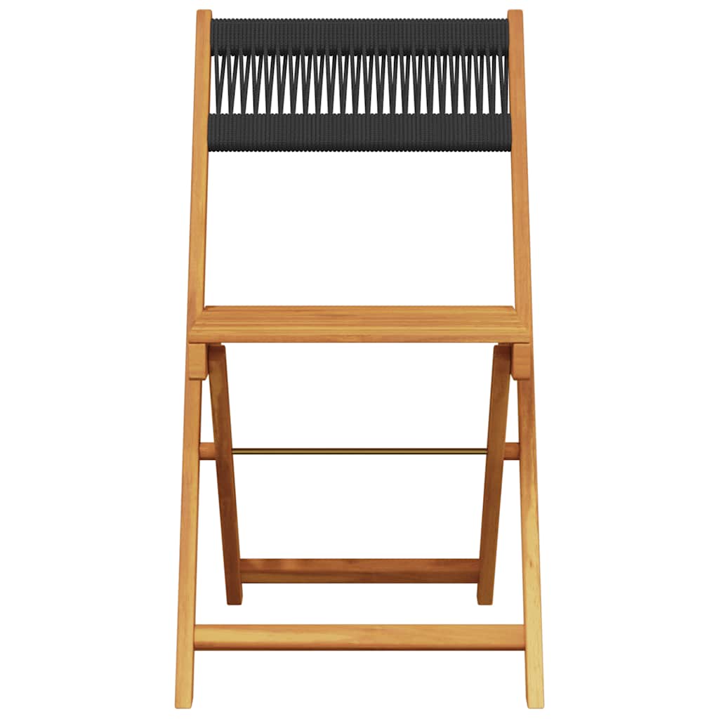 vidaXL 3 Piece Bistro Set Black Polypropylene and Solid Wood