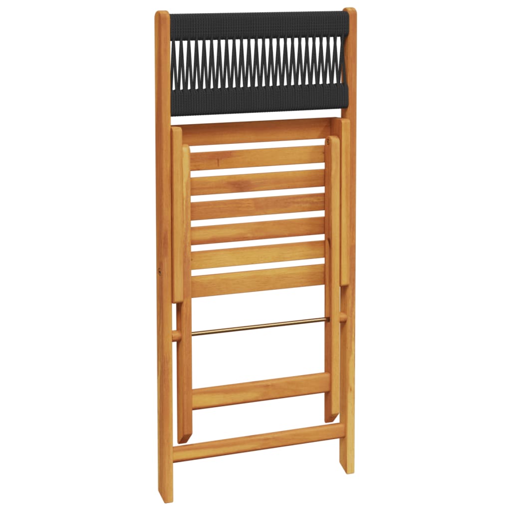 vidaXL Bistro Set | Black | Solid acacia wood, Polypropylene | Medium | Foldable