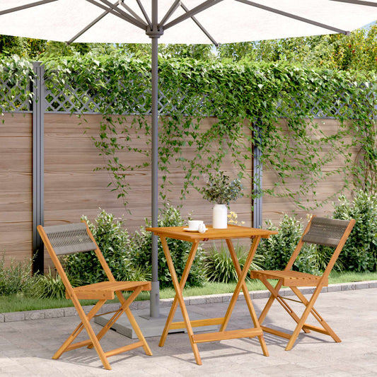 vidaXL Bistro Set | Grey | Solid acacia wood, Polypropylene | Compact | Foldable