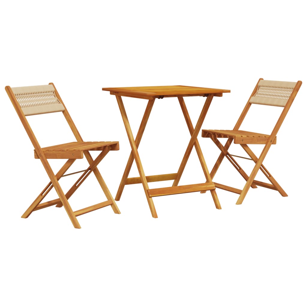 vidaXL Bistro Set | Beige | Solid acacia wood, polypropylene | Compact