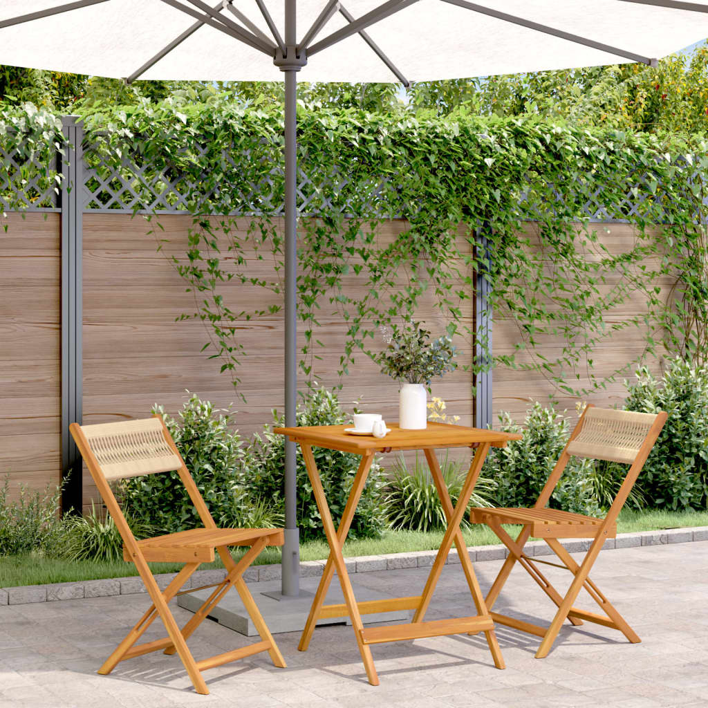 vidaXL Bistro Set | Beige | Solid acacia wood, polypropylene | Compact