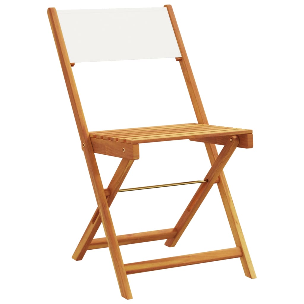 vidaXL Bistro Set | Cream White | Solid Acacia Wood | 3 Piece Set | Foldable