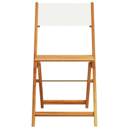 vidaXL Bistro Set | Cream White | Solid Acacia Wood | 3 Piece Set | Foldable