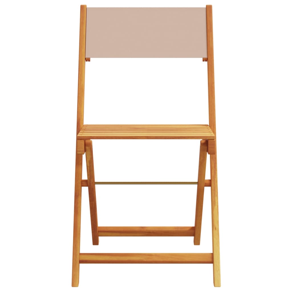 vidaXL Bistro Set | Taupe | Solid Acacia Wood, Polyester | Medium | Foldable