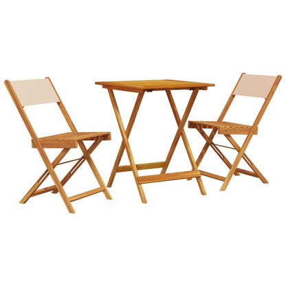 vidaXL 3 Piece Bistro Set Beige Fabric and Solid Wood