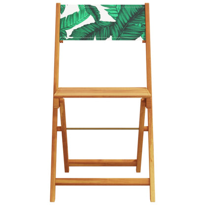 vidaXL 3 Piece Bistro Set Leaf Pattern Fabric and Solid Wood