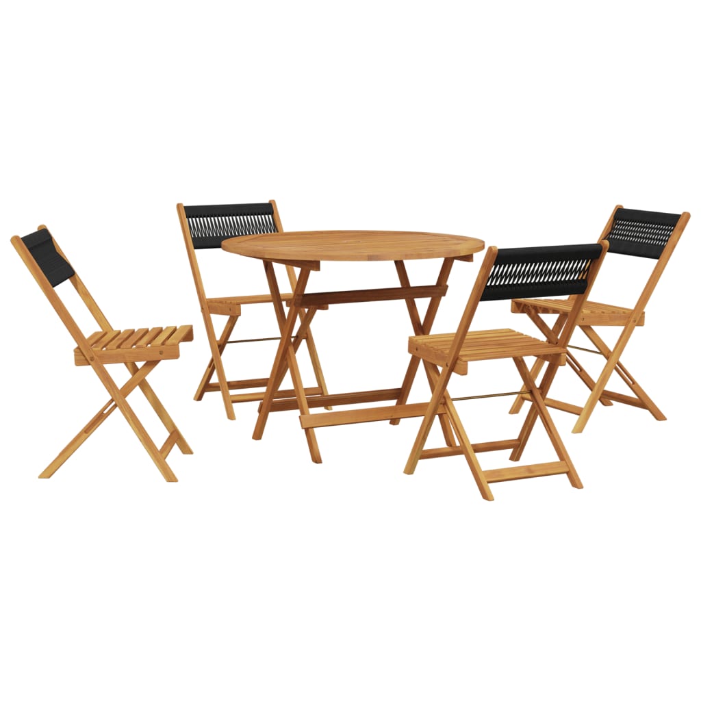vidaXL 5 Piece Garden Dining Set Black Polypropylene and Solid Wood