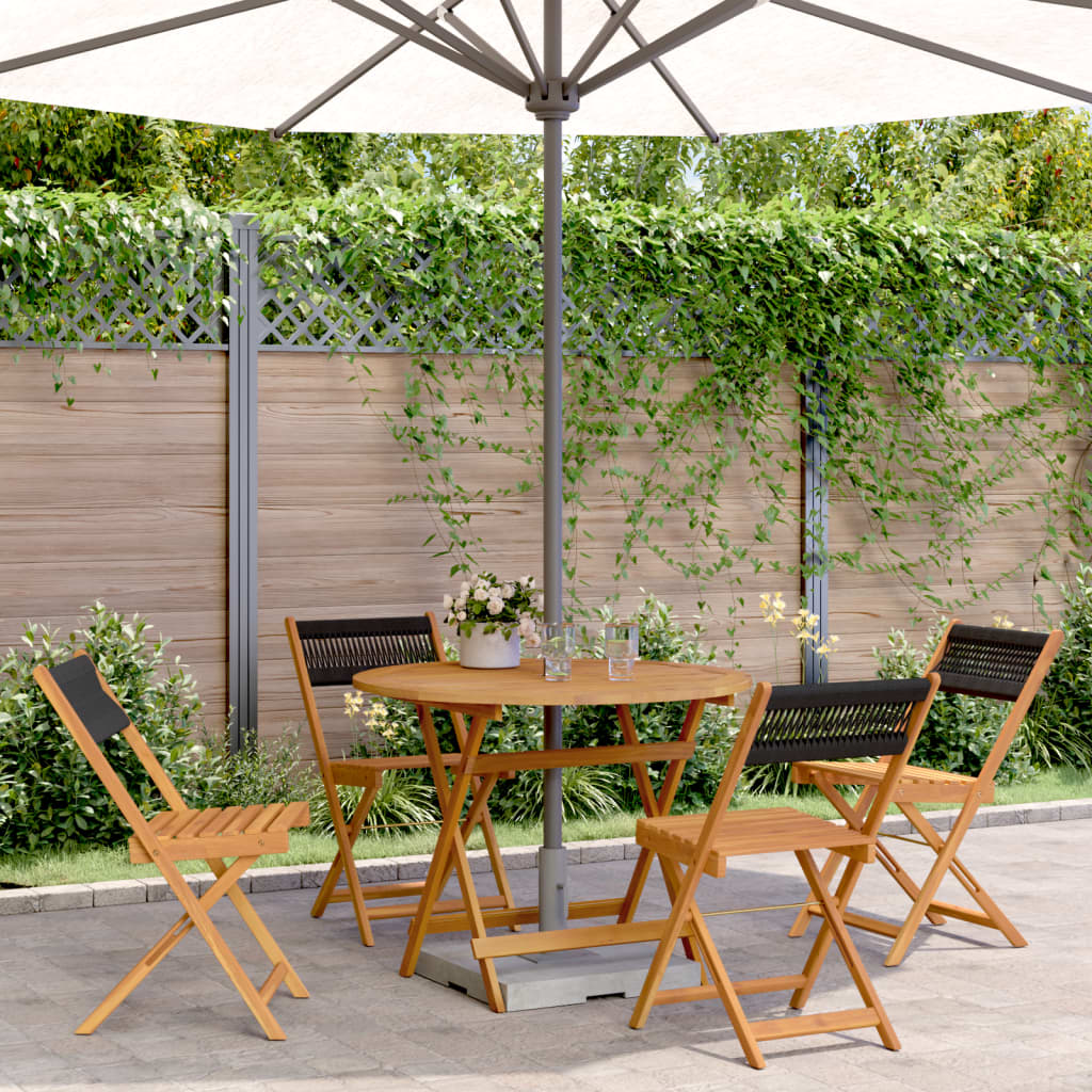 vidaXL 5 Piece Garden Dining Set Black Polypropylene and Solid Wood