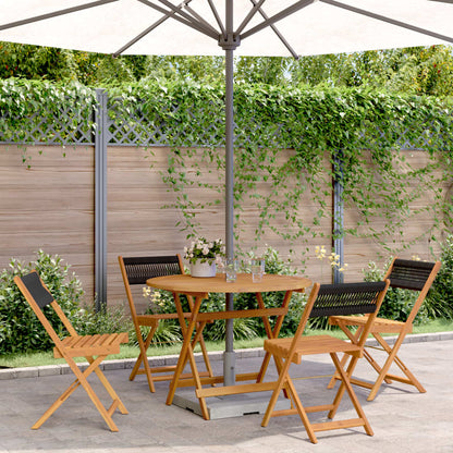 vidaXL 5 Piece Garden Dining Set Black Polypropylene and Solid Wood