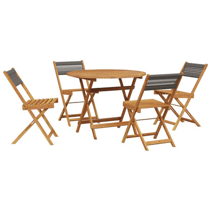 vidaXL 5 Piece Garden Dining Set Grey Polypropylene and Solid Wood
