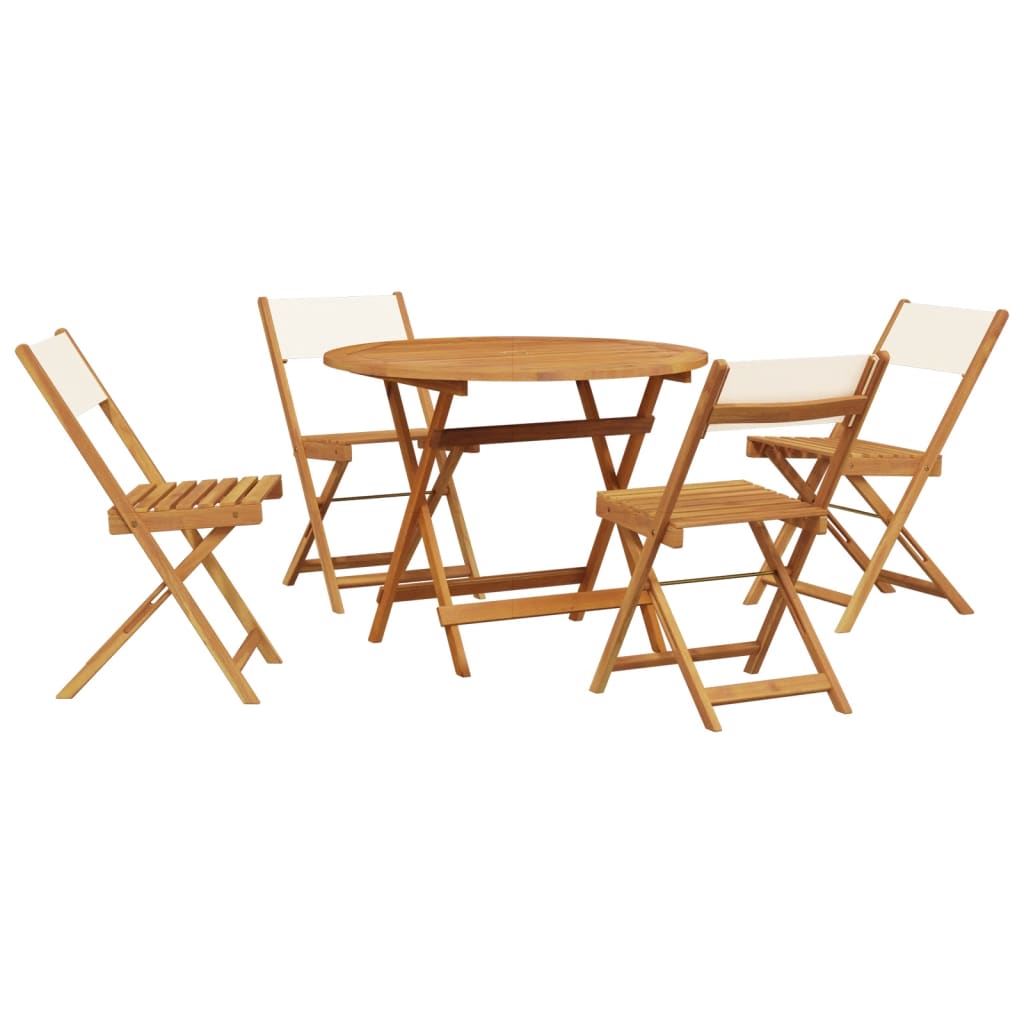 vidaXL 5 Piece Garden Dining Set Cream White Fabric and Solid Wood