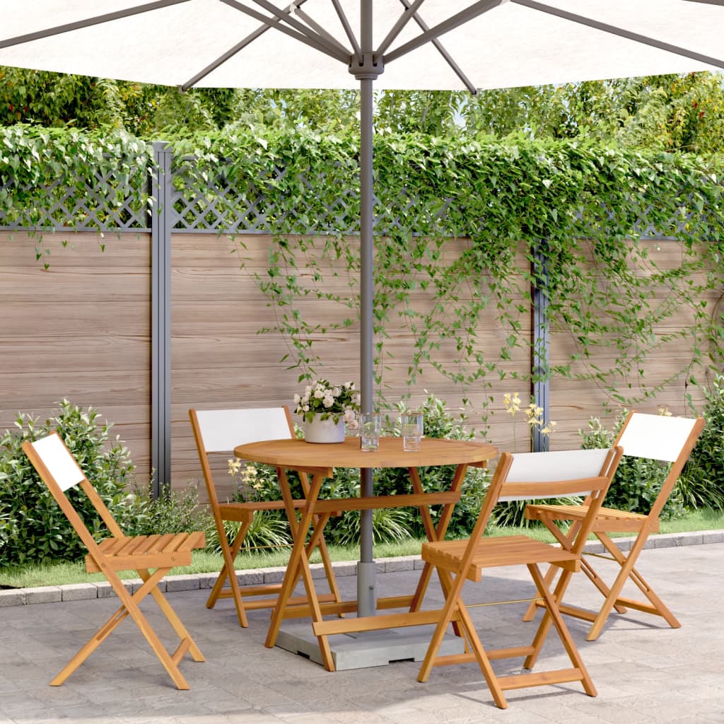 vidaXL 5 Piece Garden Dining Set Cream White Fabric and Solid Wood