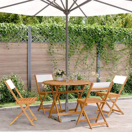 vidaXL 5 Piece Garden Dining Set Cream White Fabric and Solid Wood