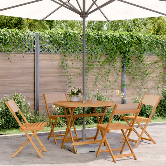vidaXL 5 Piece Garden Dining Set Taupe Fabric and Solid Wood