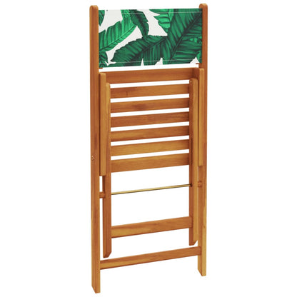 vidaXL 5 Piece Garden Dining Set Leaf Pattern Fabric and Solid Wood