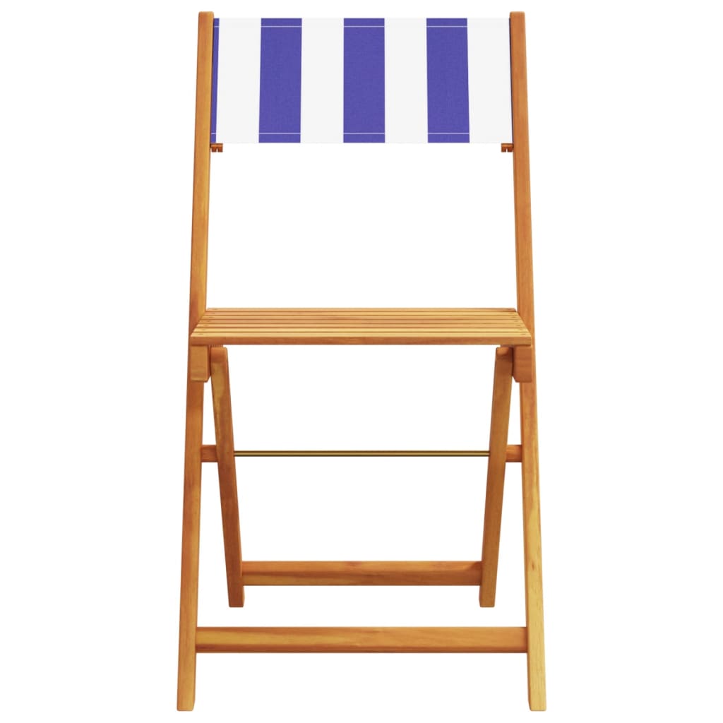 vidaXL 5 Piece Garden Dining Set Blue and White Fabric and Solid Wood
