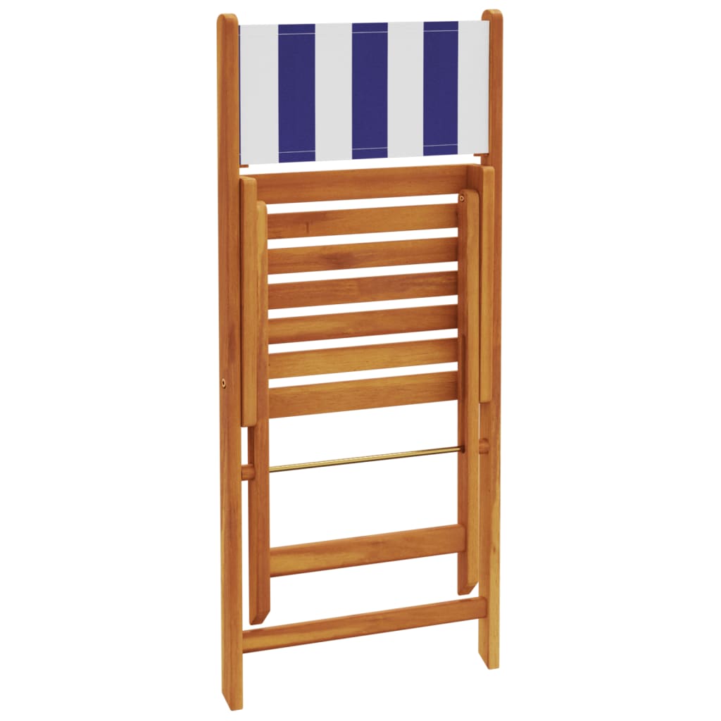 vidaXL 5 Piece Garden Dining Set Blue and White Fabric and Solid Wood