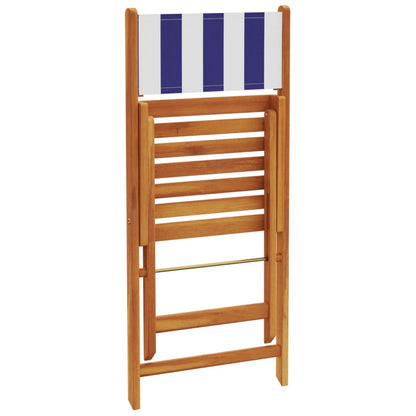 vidaXL 5 Piece Garden Dining Set Blue and White Fabric and Solid Wood