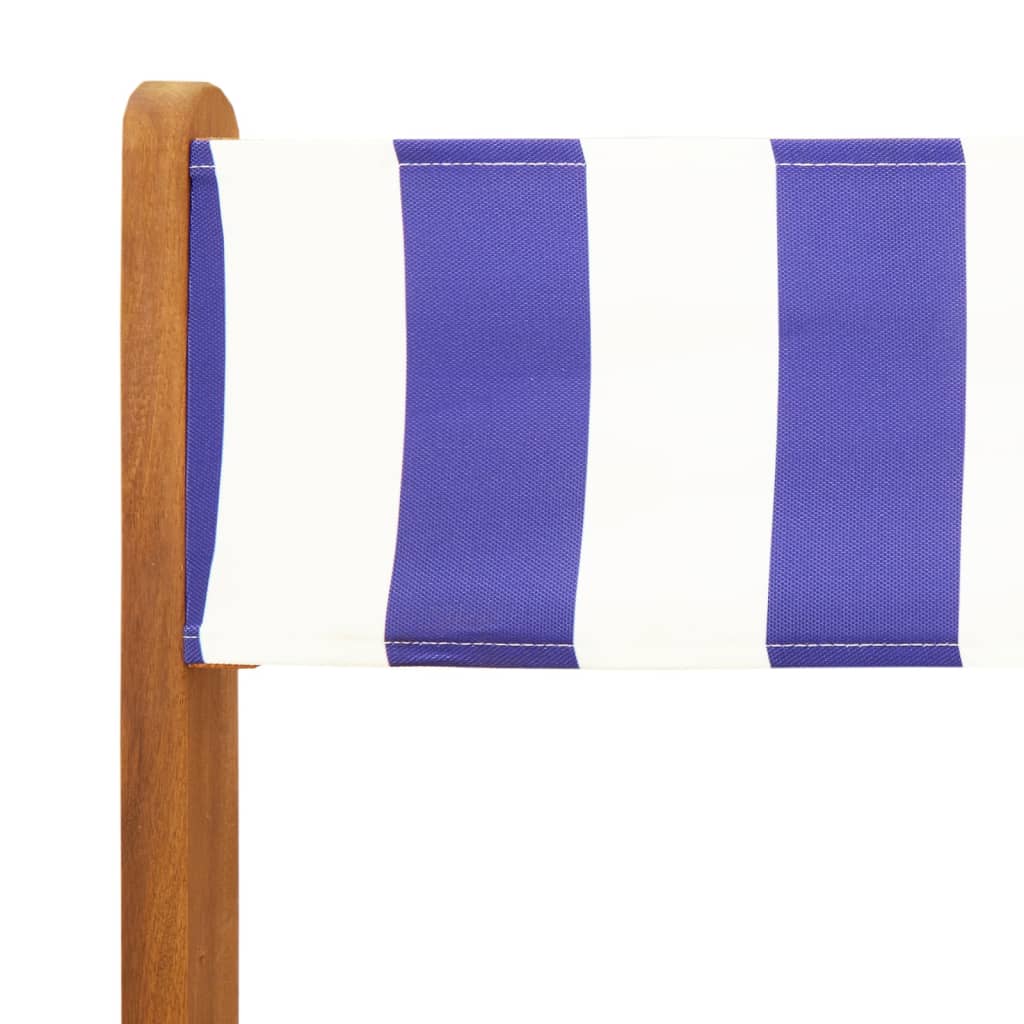 vidaXL 5 Piece Garden Dining Set Blue and White Fabric and Solid Wood