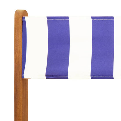 vidaXL 5 Piece Garden Dining Set Blue and White Fabric and Solid Wood