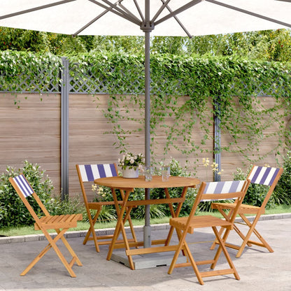 vidaXL 5 Piece Garden Dining Set Blue and White Fabric and Solid Wood