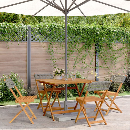 vidaXL 5 Piece Garden Dining Set Grey Poly Rattan and Solid Wood